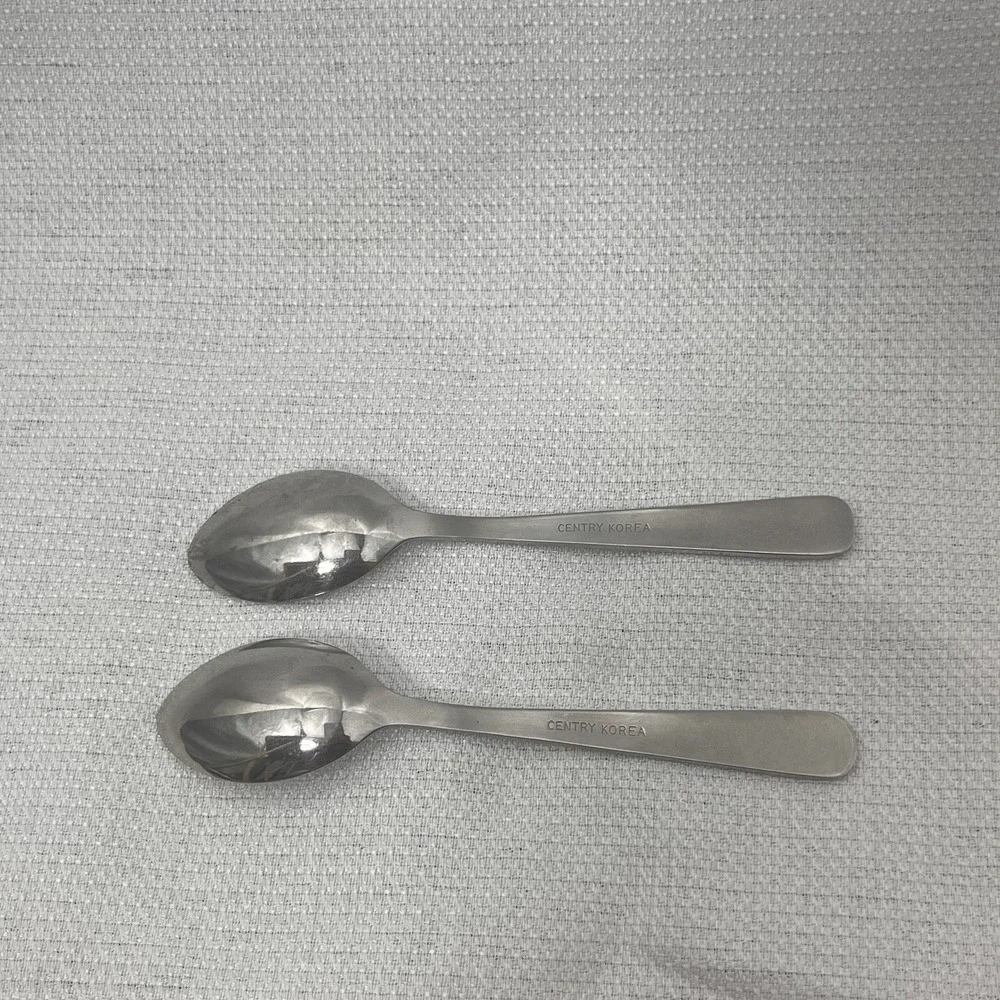 Vintage Centry Korea Stainless Steel Spoons Set of 2 Mid Century Flatware